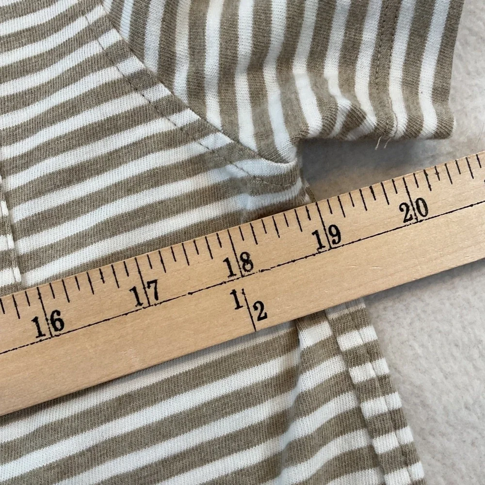 J Crew Mens Slub Cotton Striped Polo Shirt Tan White Short Sleeve Size M